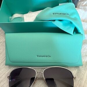 Tiffany & Co. Silver Sunglasses with Teal Case